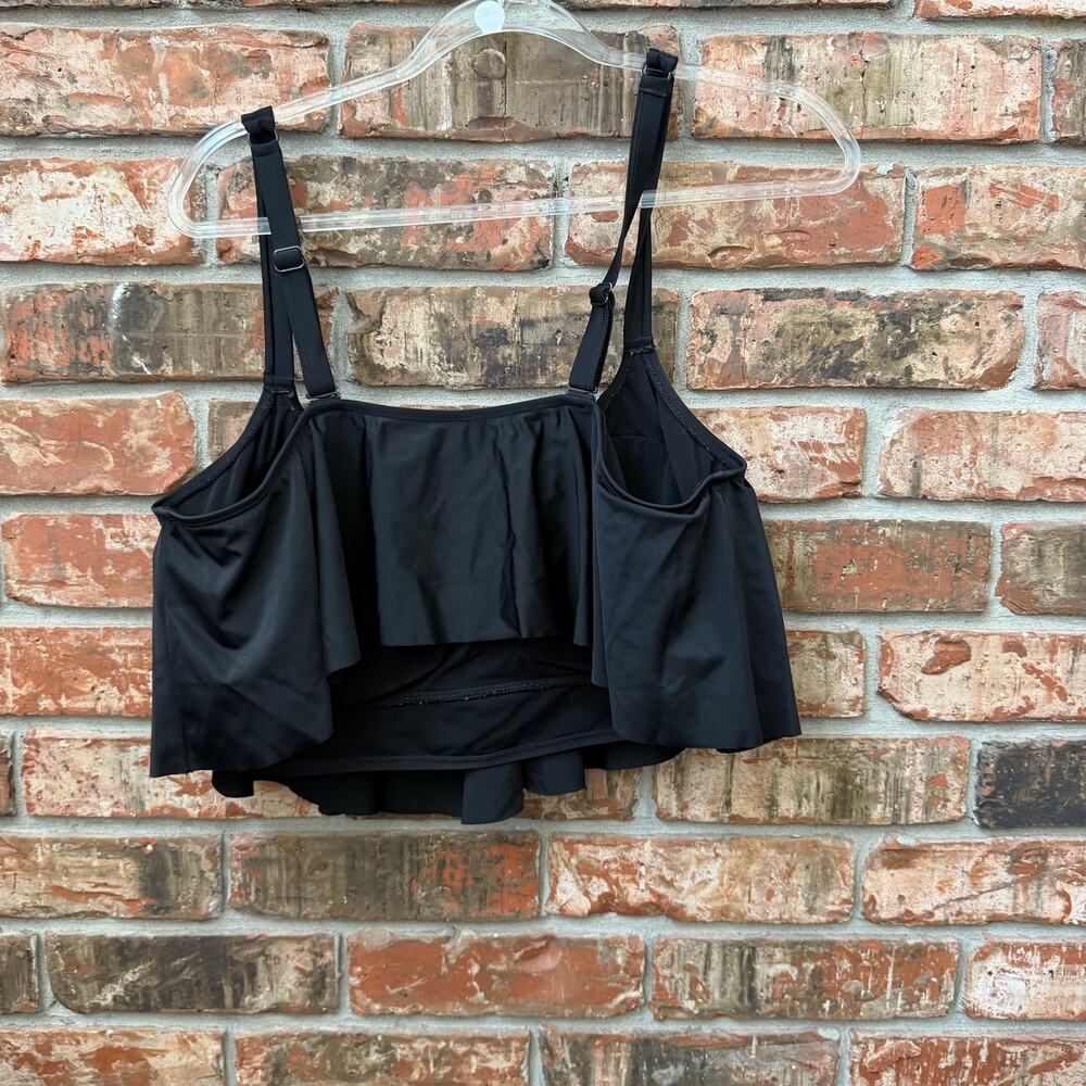 Torrid Size 3X Black Flounce Bikini Top Adjustable Straps Swimwear - Picture 4 of 4